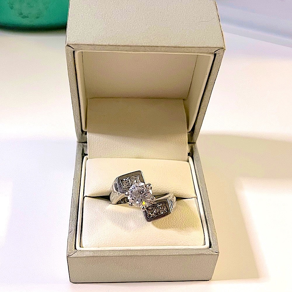 Sterling Silver Solitare Bypass Ring